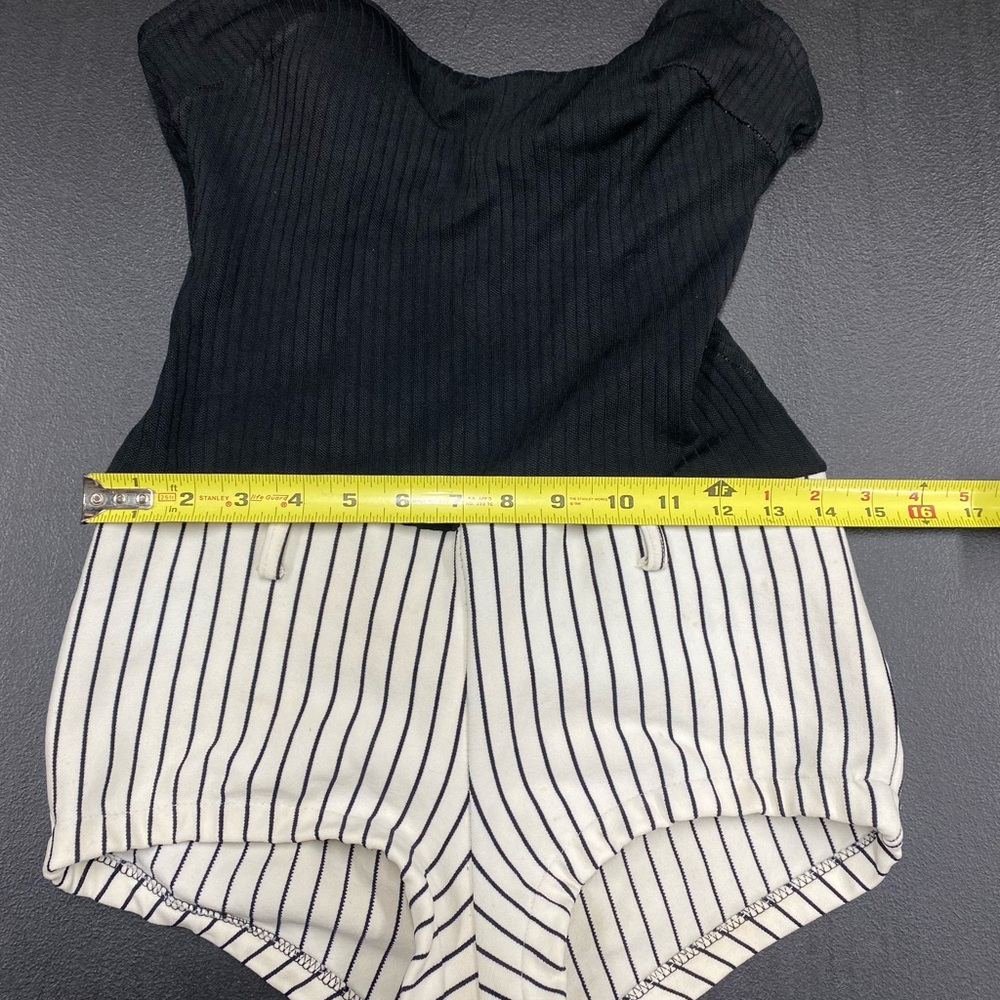 VINTAGE 30S ONE PIECE SWIMSUIT BLACK STRIPES GINGHAM ROCKABILLY PINUP RARE - Picture 6 of 10